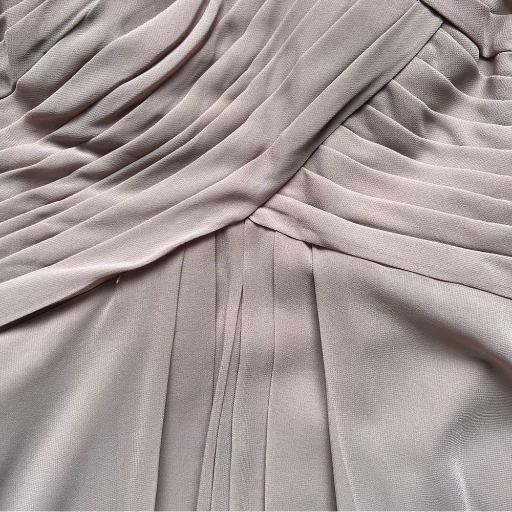 AZAZIE Flowy Pleated Chiffon Long Dress | Taupe | Size: A6 | Women - Picture 7 of 10